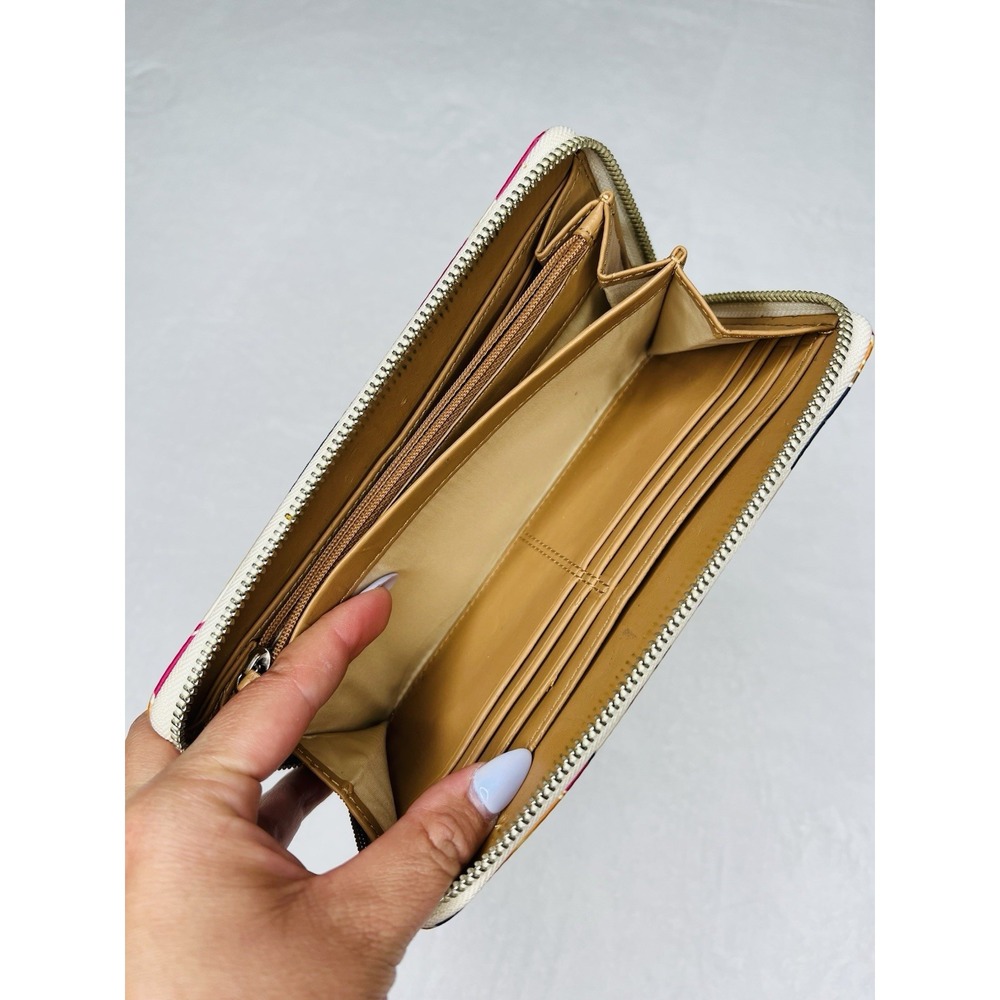 Coach Womens Signature Satin Multicolor RARE Zip‎ Wallet Holds 16 Credit Cards - Picture 4 of 13